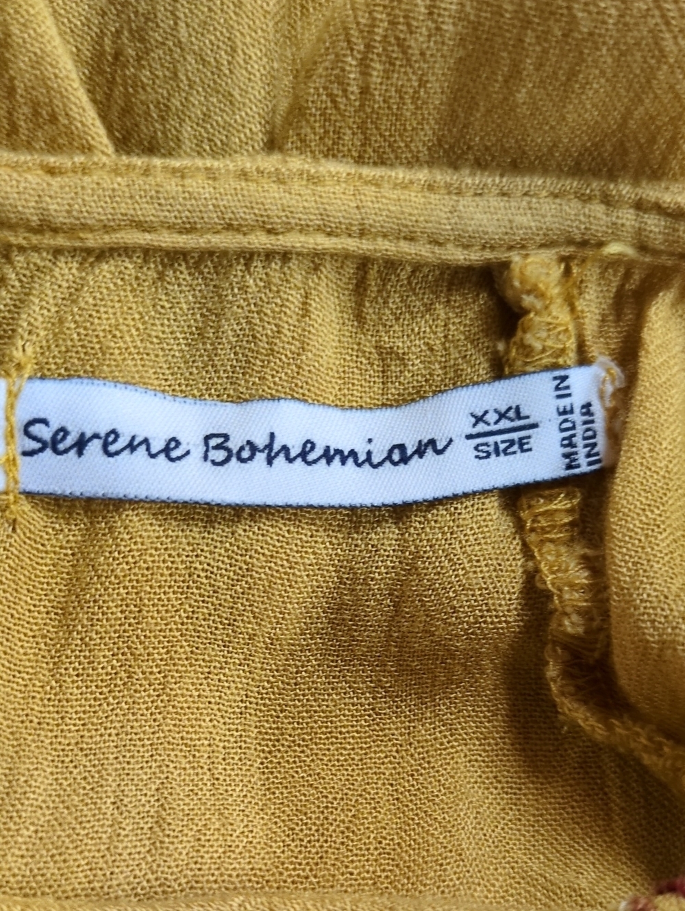 Serene Bohemian Yellow Embroidered Boho Top Size XXL - Picture 7 of 10